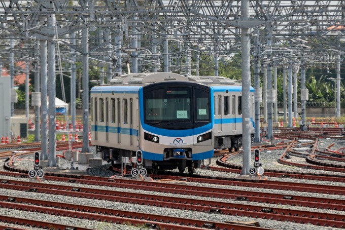 Tàu Metro Bến Thành - Suối Tiên tập kết tại depot Long Bình, TP Thủ Đức. Ảnh: Quỳnh Trần