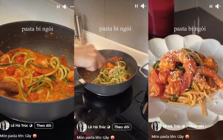 Món ăn này gồm pasta, bí ngòi bào mỏng, tôm, rau, cà chua bi,... tất cả đều là những nguyên liệu lành mạnh, giàu đạm, chất xơ, tốt cho quá trình giảm cân.