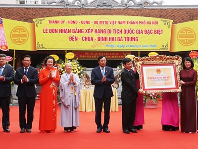 Hà Nội đón nhận Bằng xếp hạng Di tích quốc gia đặc biệt Đền - Chùa - Đình Hai Bà Trưng